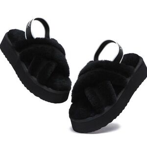 UGG Black Disco Cross Slide Sandals